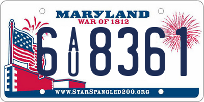MD license plate 6AU8361