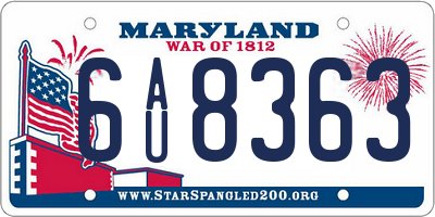 MD license plate 6AU8363