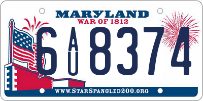 MD license plate 6AU8374