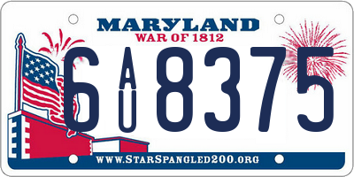 MD license plate 6AU8375