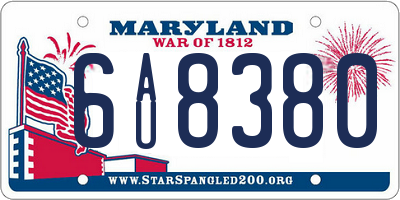 MD license plate 6AU8380