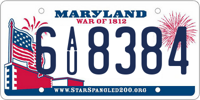 MD license plate 6AU8384