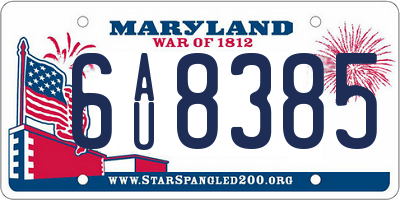 MD license plate 6AU8385