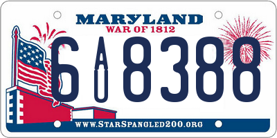 MD license plate 6AU8388