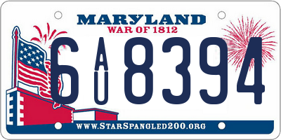 MD license plate 6AU8394