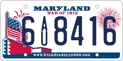 MD license plate 6AU8416
