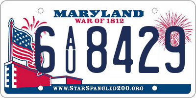 MD license plate 6AU8429