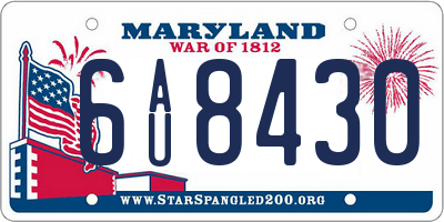 MD license plate 6AU8430