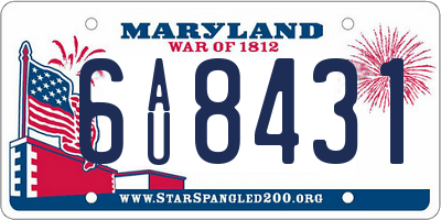 MD license plate 6AU8431