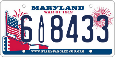 MD license plate 6AU8433