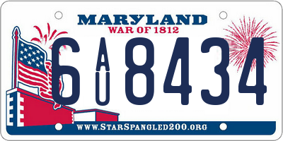 MD license plate 6AU8434