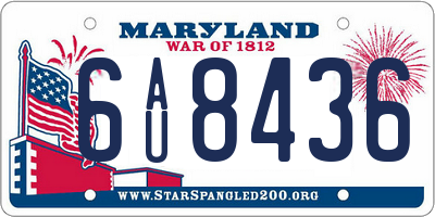 MD license plate 6AU8436