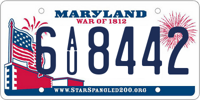 MD license plate 6AU8442