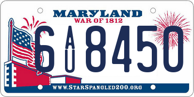 MD license plate 6AU8450
