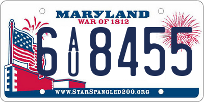 MD license plate 6AU8455