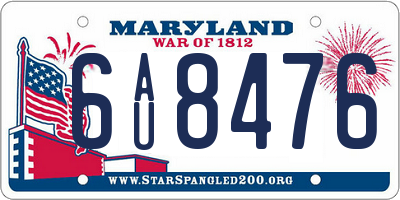 MD license plate 6AU8476