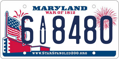 MD license plate 6AU8480