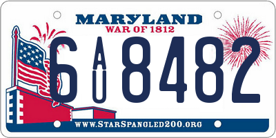 MD license plate 6AU8482
