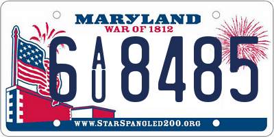MD license plate 6AU8485