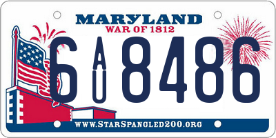 MD license plate 6AU8486
