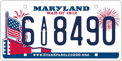 MD license plate 6AU8490