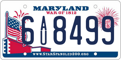 MD license plate 6AU8499
