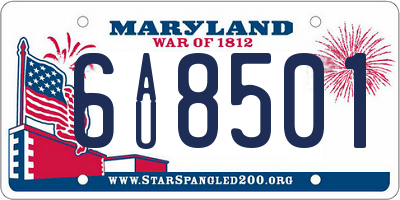 MD license plate 6AU8501