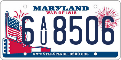 MD license plate 6AU8506