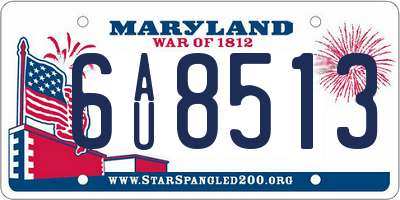 MD license plate 6AU8513