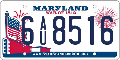 MD license plate 6AU8516