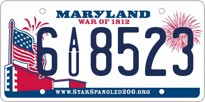 MD license plate 6AU8523