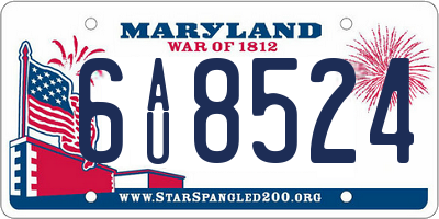 MD license plate 6AU8524