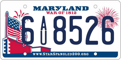 MD license plate 6AU8526