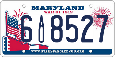 MD license plate 6AU8527