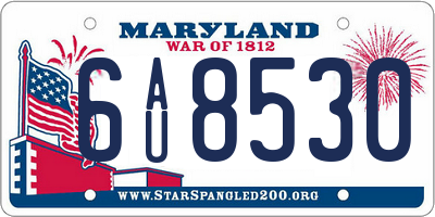 MD license plate 6AU8530