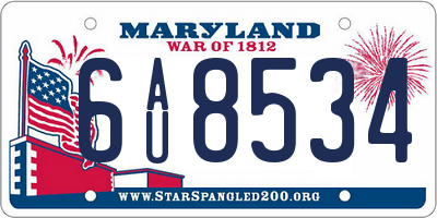 MD license plate 6AU8534