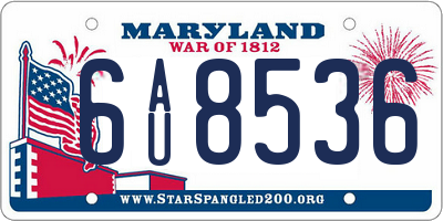 MD license plate 6AU8536