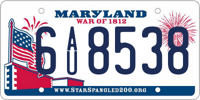 MD license plate 6AU8538