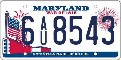 MD license plate 6AU8543
