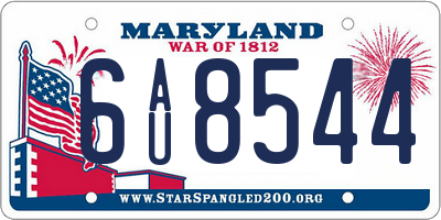 MD license plate 6AU8544