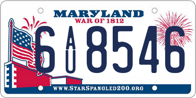 MD license plate 6AU8546