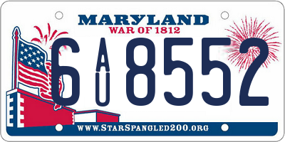 MD license plate 6AU8552