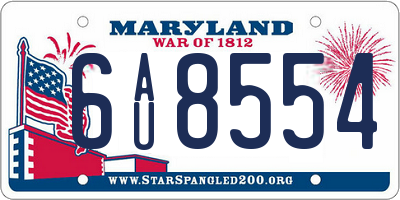 MD license plate 6AU8554