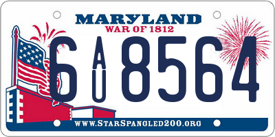 MD license plate 6AU8564