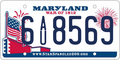 MD license plate 6AU8569