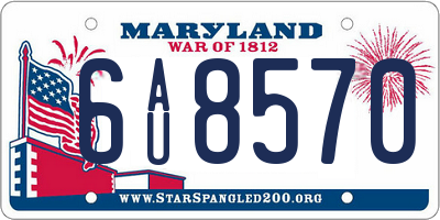 MD license plate 6AU8570