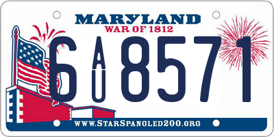 MD license plate 6AU8571