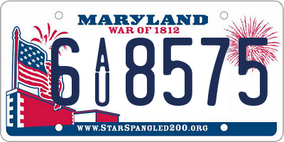 MD license plate 6AU8575