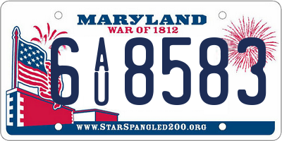 MD license plate 6AU8583