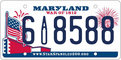MD license plate 6AU8588